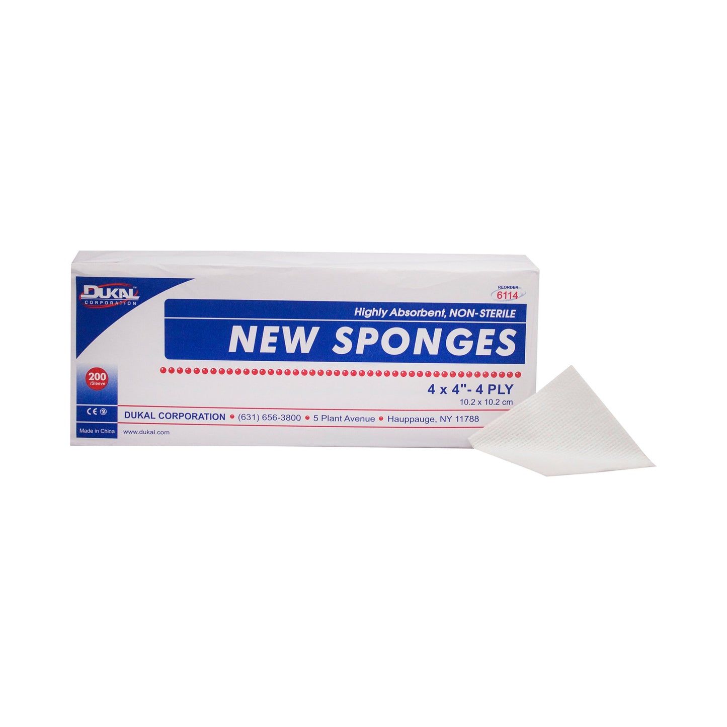 Nonwoven Sponge Dukal™ 4 X 4 Inch 4-Ply NonSterile 200 per Pack - 6114