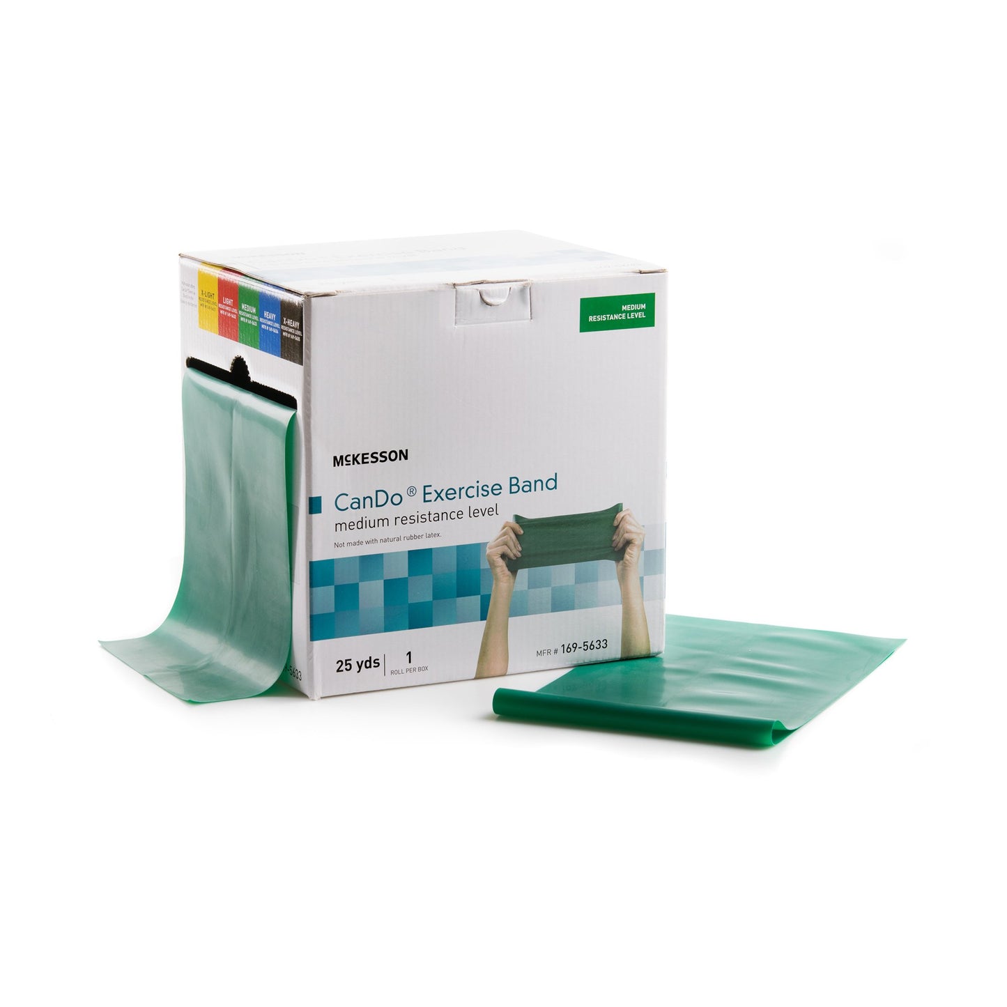 McKesson Exercise Resistance Band, Green, 5 Inch x 25 Yard, Medium Resistance 169-5633