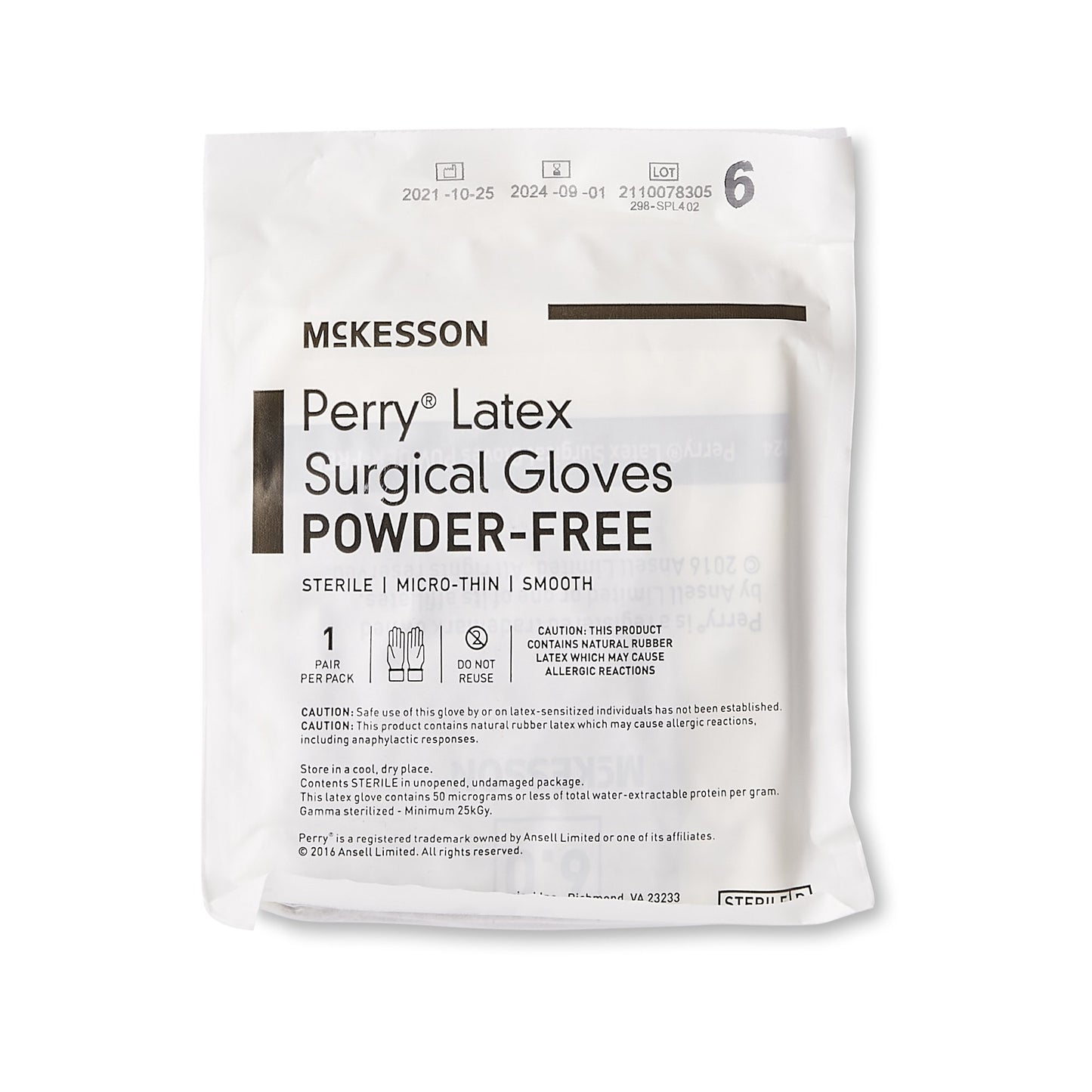 McKesson Perry® Latex Surgical Glove, Size 6, Brown 20-1360N