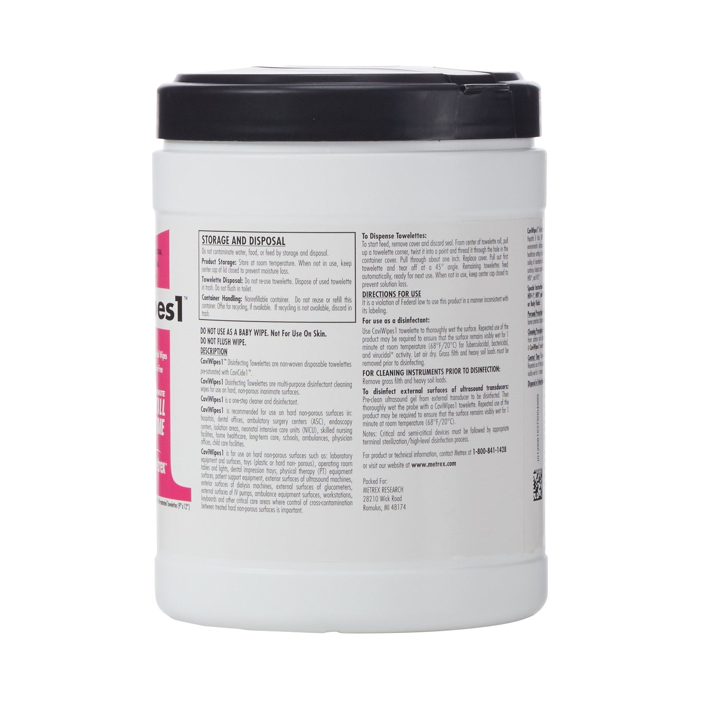 CaviWipes1 Surface Disinfectant, Alcohol Based, nonsterile, Disposable 13-5150