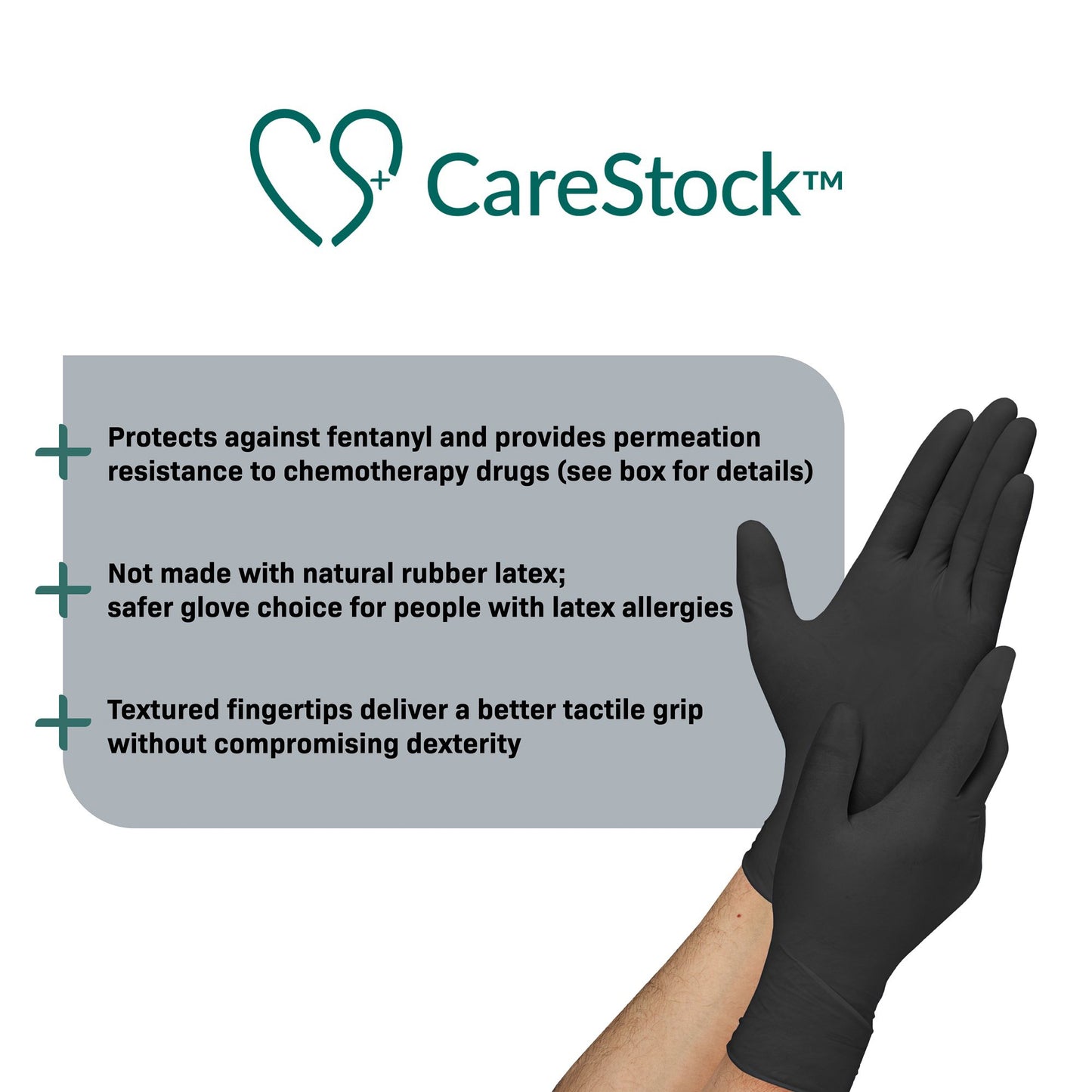 CareStock™ Nitrile Exam Glove, Large, Black CS2776