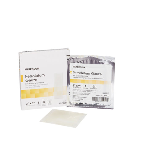 Petrolatum Impregnated Dressing McKesson Rectangle 3 X 9 Inch Sterile - 61-20056