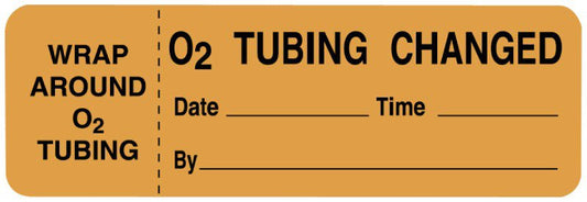 Pre-Printed Label UAL™ Auxiliary Label Orange Paper O2 Tubing Change Date___Time__ Safety and Instructional 1 X 3 Inch ULOX412