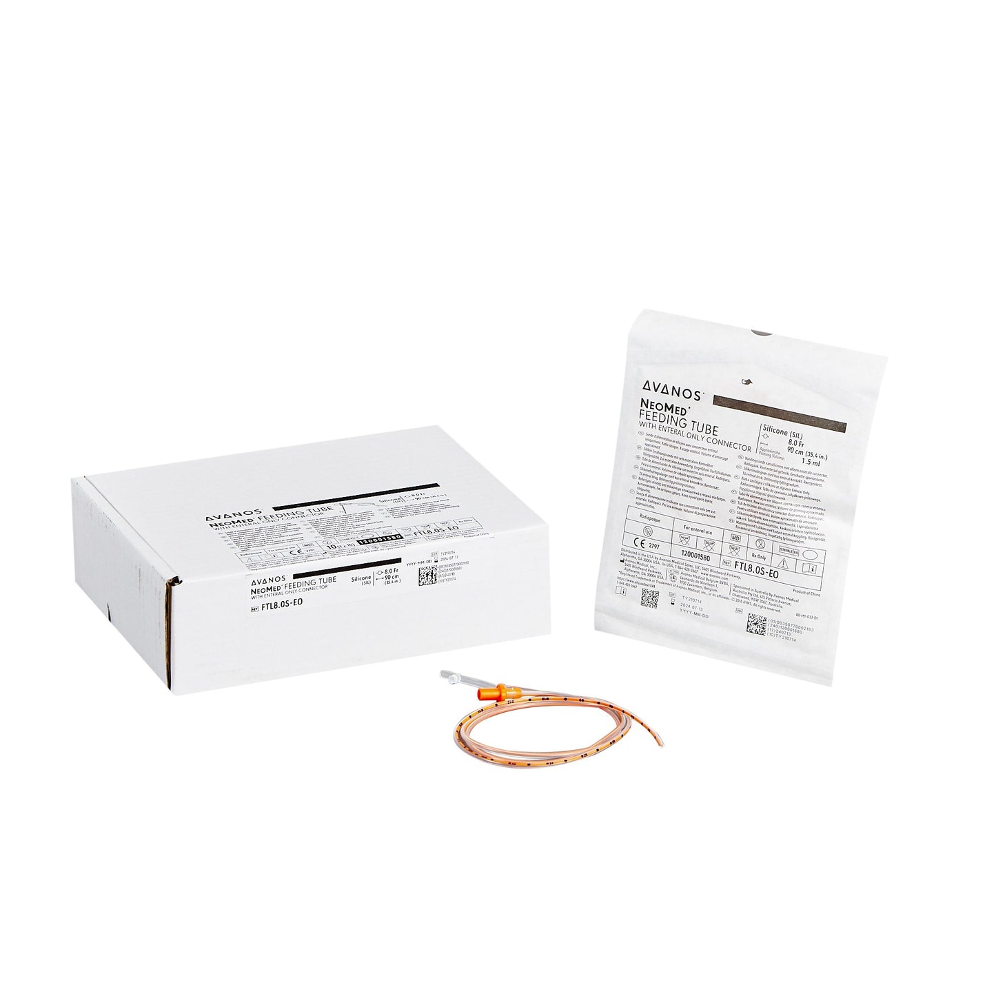 Nasogastric Feeding Tube NeoMed® 8 Fr. 90 cm Tube Silicone Sterile - FTL8.0S-EO