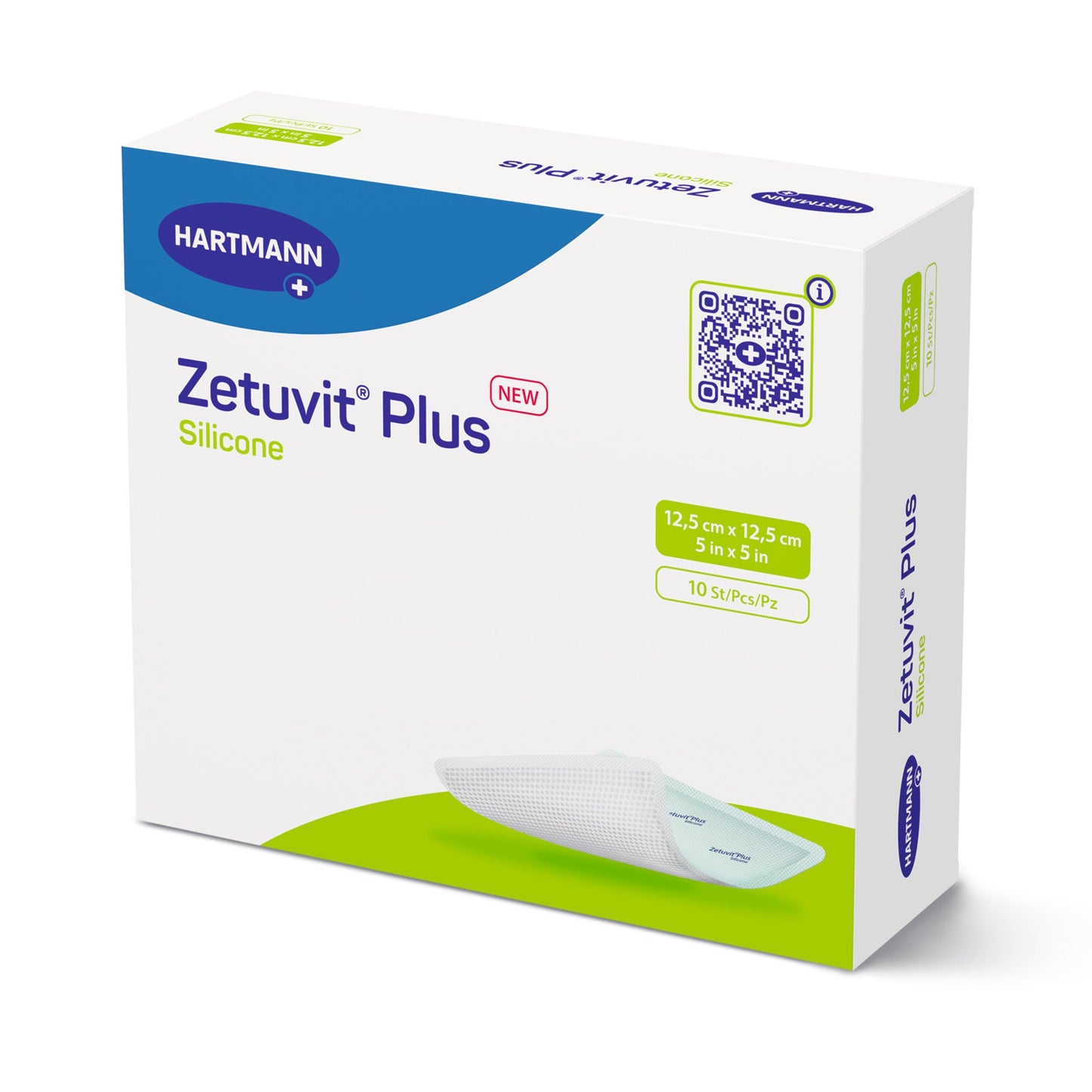 Zetuvit® Plus Silicone Super Absorbent Dressing, 5 x 5 Inch 413812