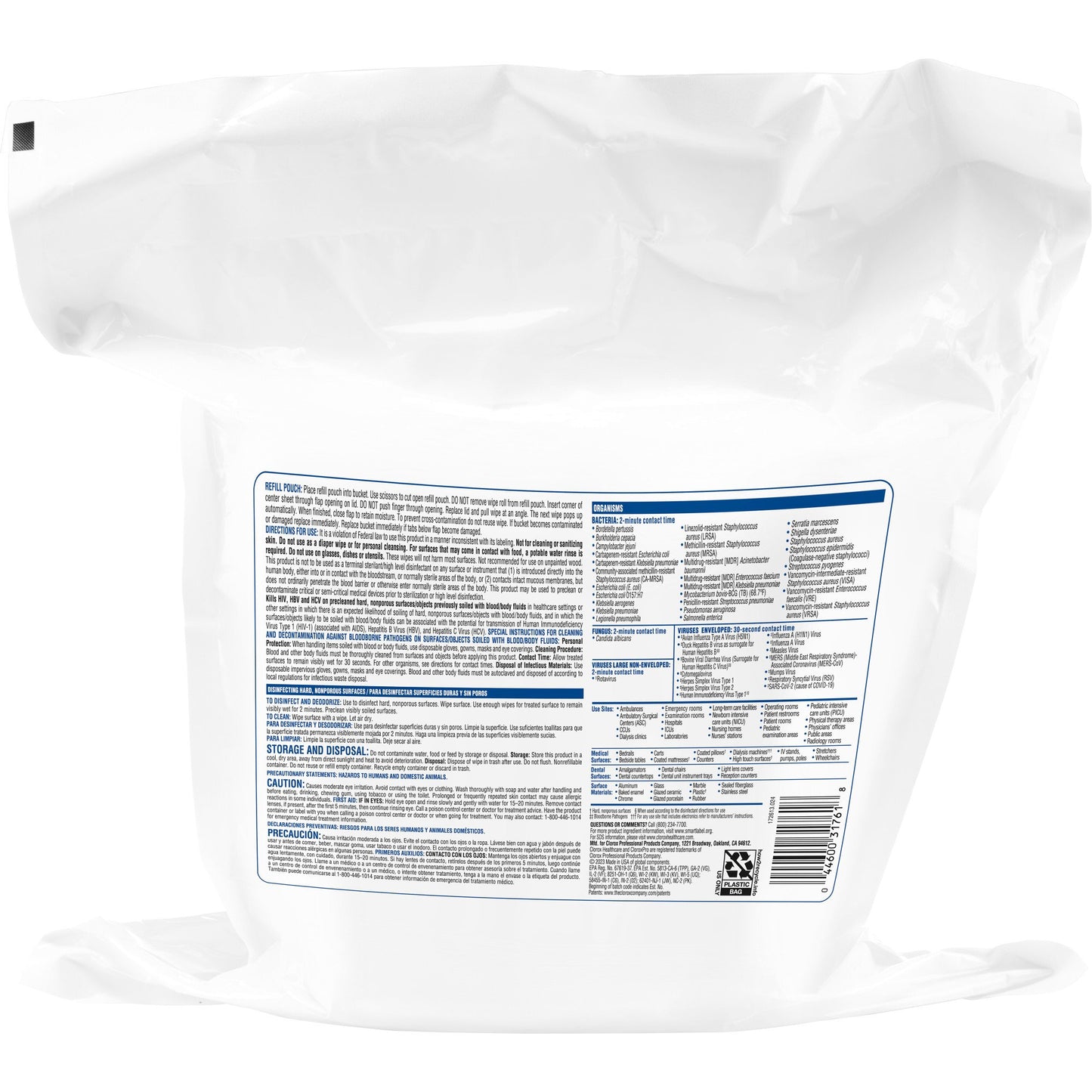 Clorox Healthcare® VersaSure® Cleaner Disinfectant Wipes, Refill Pouch 31761