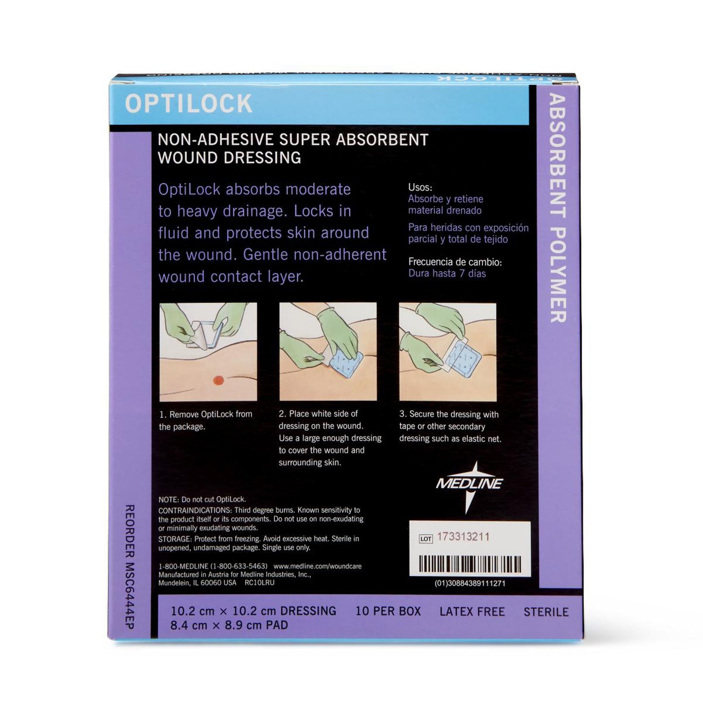 Optilock Super Absorbent Dressing, 4 x 4 Inch MSC6444EP