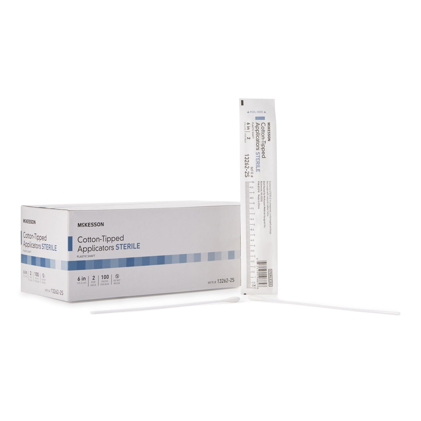 Swabstick McKesson Cotton Tip Plastic Shaft 6 Inch Sterile 2 per Pack - 13262-2S