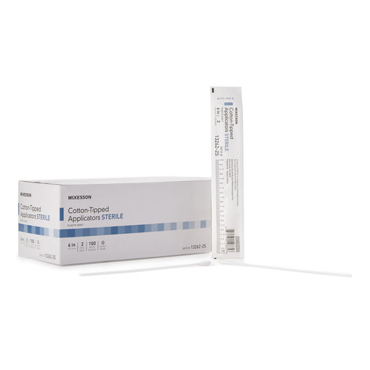 Swabstick McKesson Cotton Tip Plastic Shaft 6 Inch Sterile 2 per Pack - 13262-2S