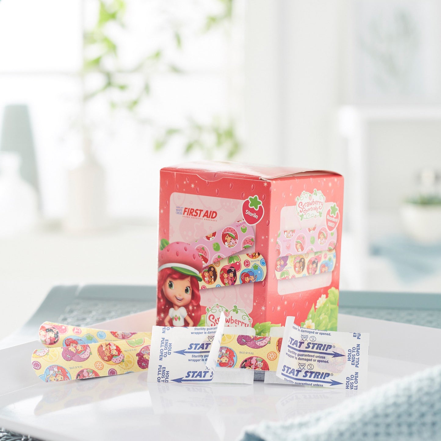 American® White Cross Stat Strip® Strawberry Shortcake Design Adhesive Strips 10851