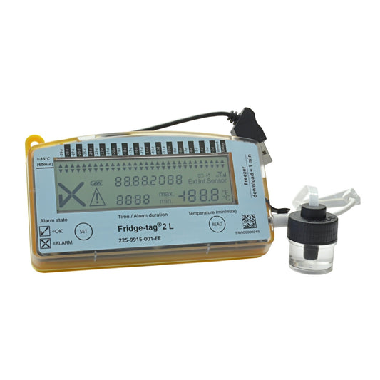 Freezer Vaccine Data Logger with Alarm Fridge-tag® 2L Fahrenheit / Celsius -22° to +131°F (-30° to +55°C) Glycol Bottle Probe Battery Operated - BERFR