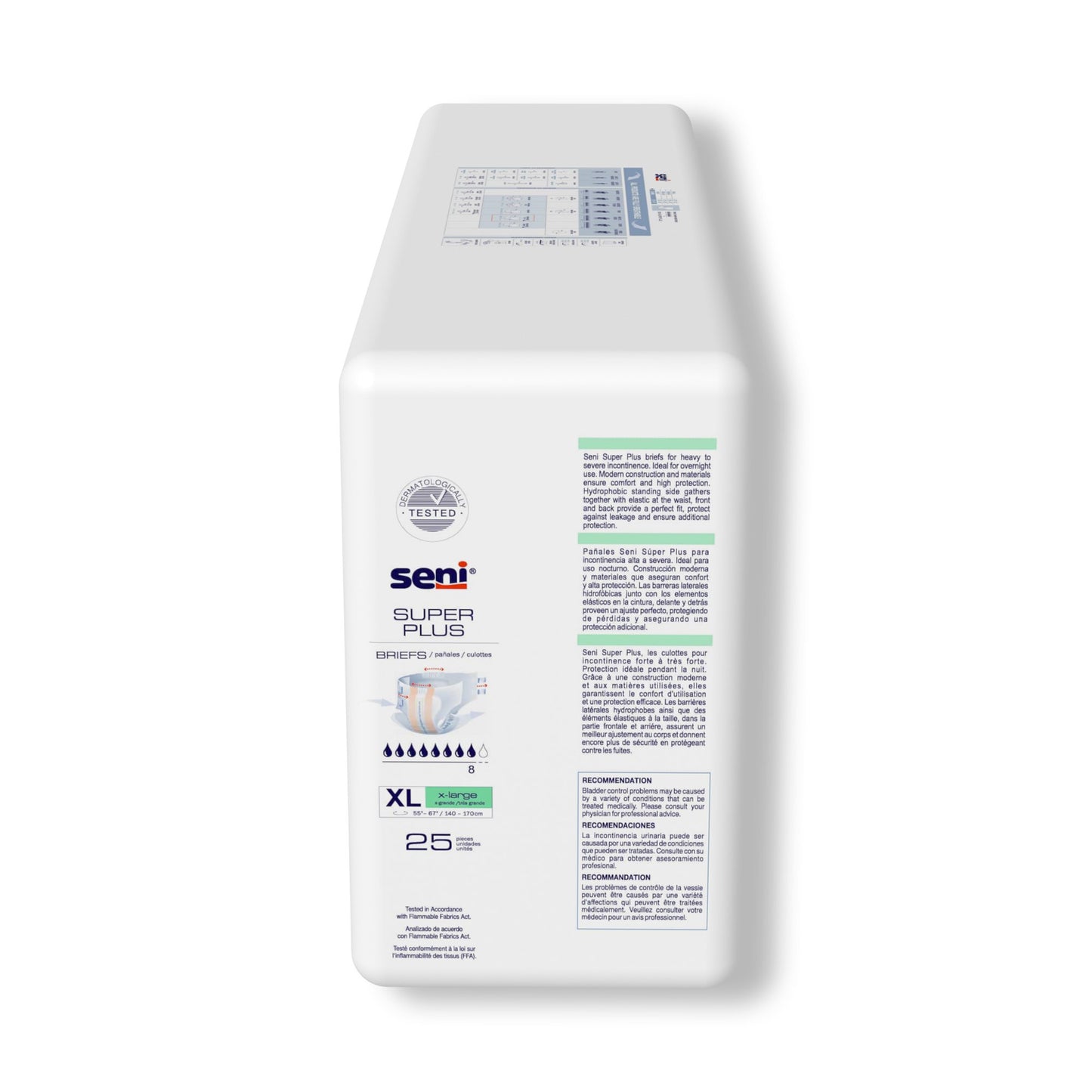 Seni® Super Plus Overnight Heavy Absorbency Incontinence Brief, Extra Large S-XL25-BP1