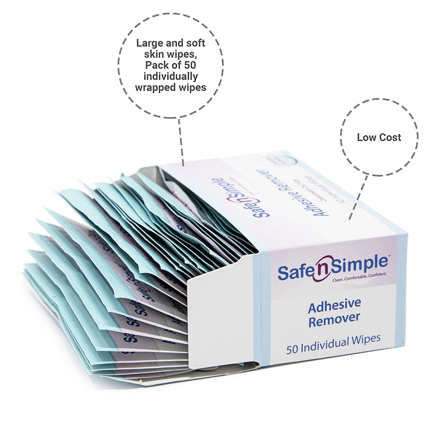Safe N Simple Adhesive Remover, 2 x 2 Inch Wipe SNS00650