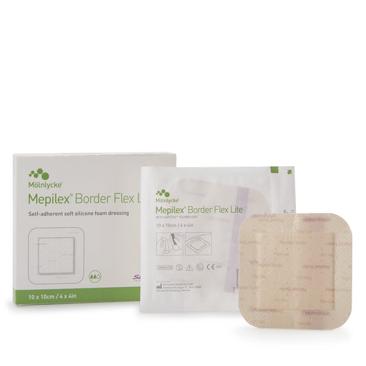 Molnlycke Mepilex Border Flex Lite Silicone Foam Dressing, 4 x 4 Inch 581300, Case of 50