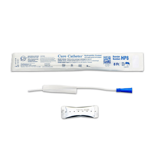 Cure Medical Cure Catheter Urethral Catheter, 8 Fr., Unisex, Straight HP8, Case of 300