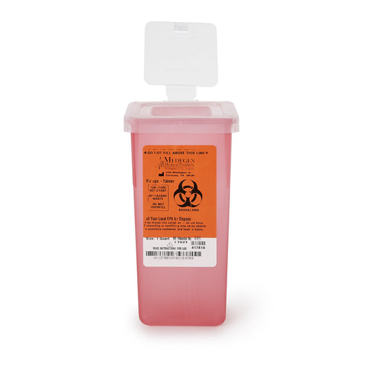 Sharps Container Sharps® Translucent Red Base 7 H X 3-1/2 W X 3-1/2 D Inch Vertical Entry 0.25 Gallon - 8702T