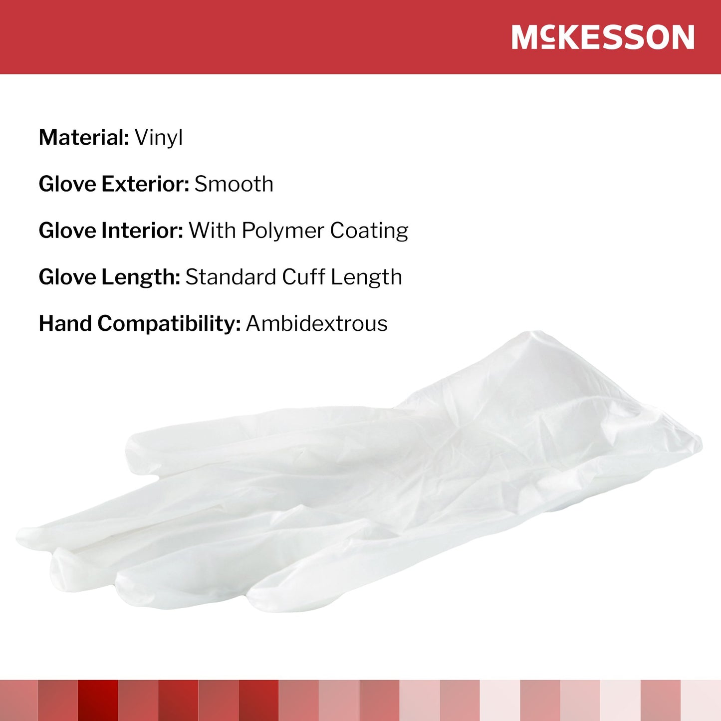 McKesson Vinyl Exam Glove, Medium, Clear 14-116