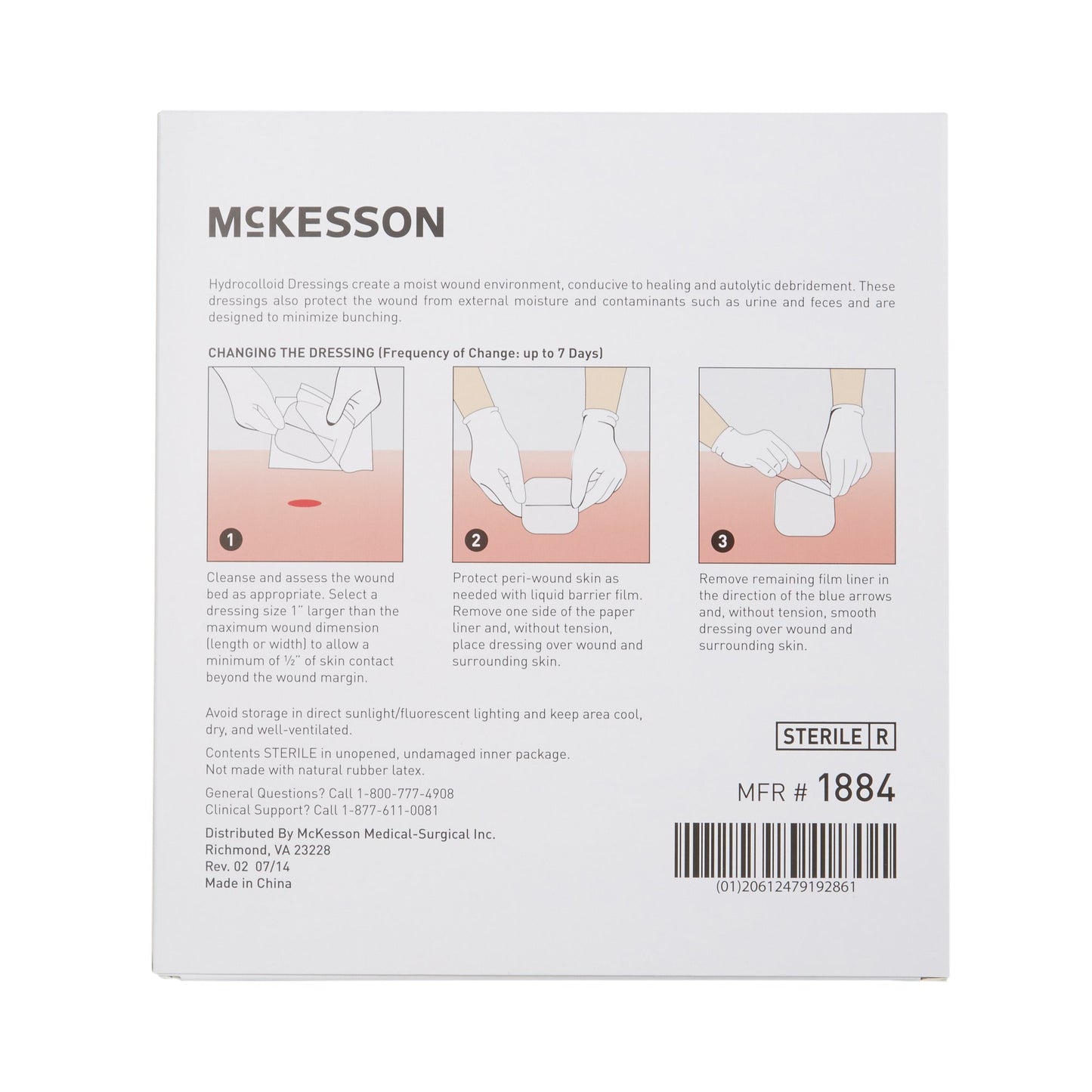 McKesson Hydrocolloid Dressing, 6 x 6 Inch 1884