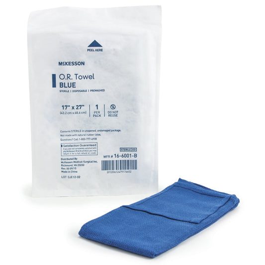 O.R. Towel McKesson 17 W X 27 L Inch Blue Sterile - 16-6001-B