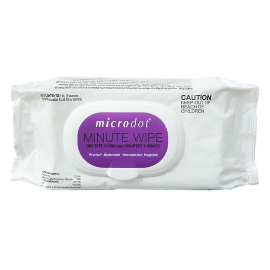 Surface Disinfectant Cleaner microdot® Minute Wipe Premoistened Alcohol Based Manual Pull Wipe 60 Count Soft Pack Alcohol Scent NonSterile - 601-24