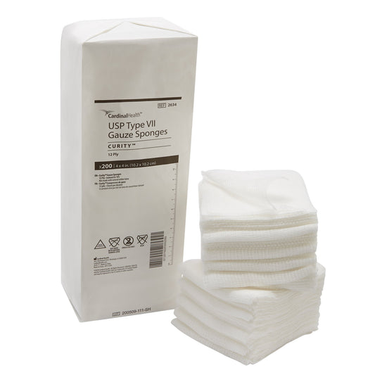 Cardinal Curity USP Type VII Gauze Sponge, 4 x 4 Inch 2634-, Case of 2000