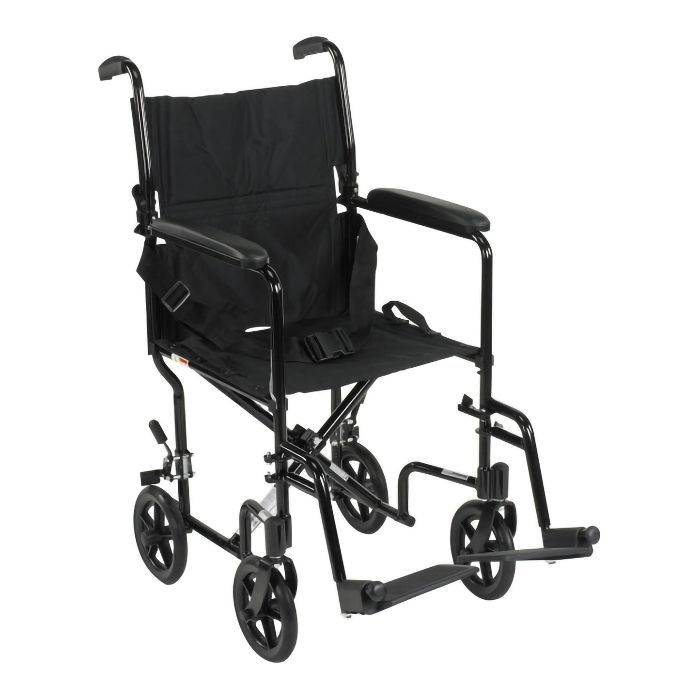 Transport Chair McKesson 19 Inch Seat Width Full Length Arm Swing-Away Footrest Aluminum Frame with Black Finish - 146-ATC19-BK
