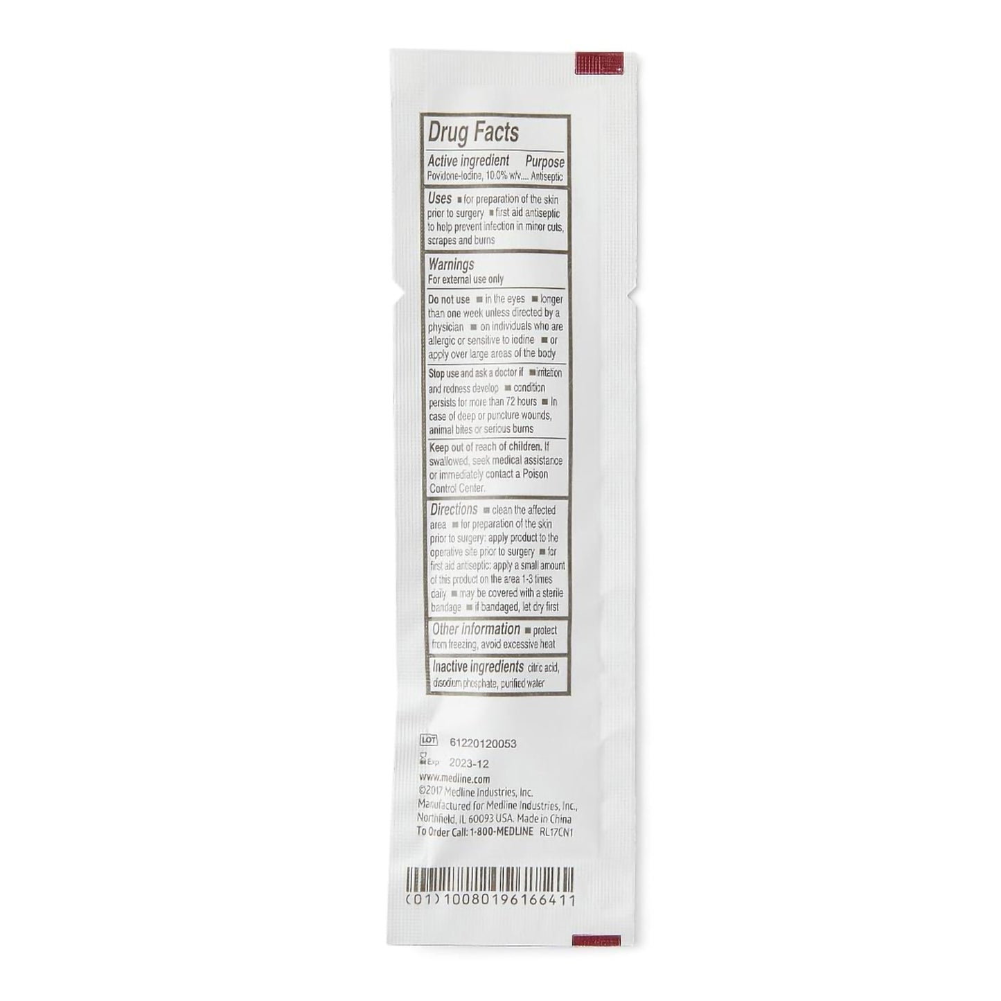 Medline Povidone Iodine Swabsticks MDS093901