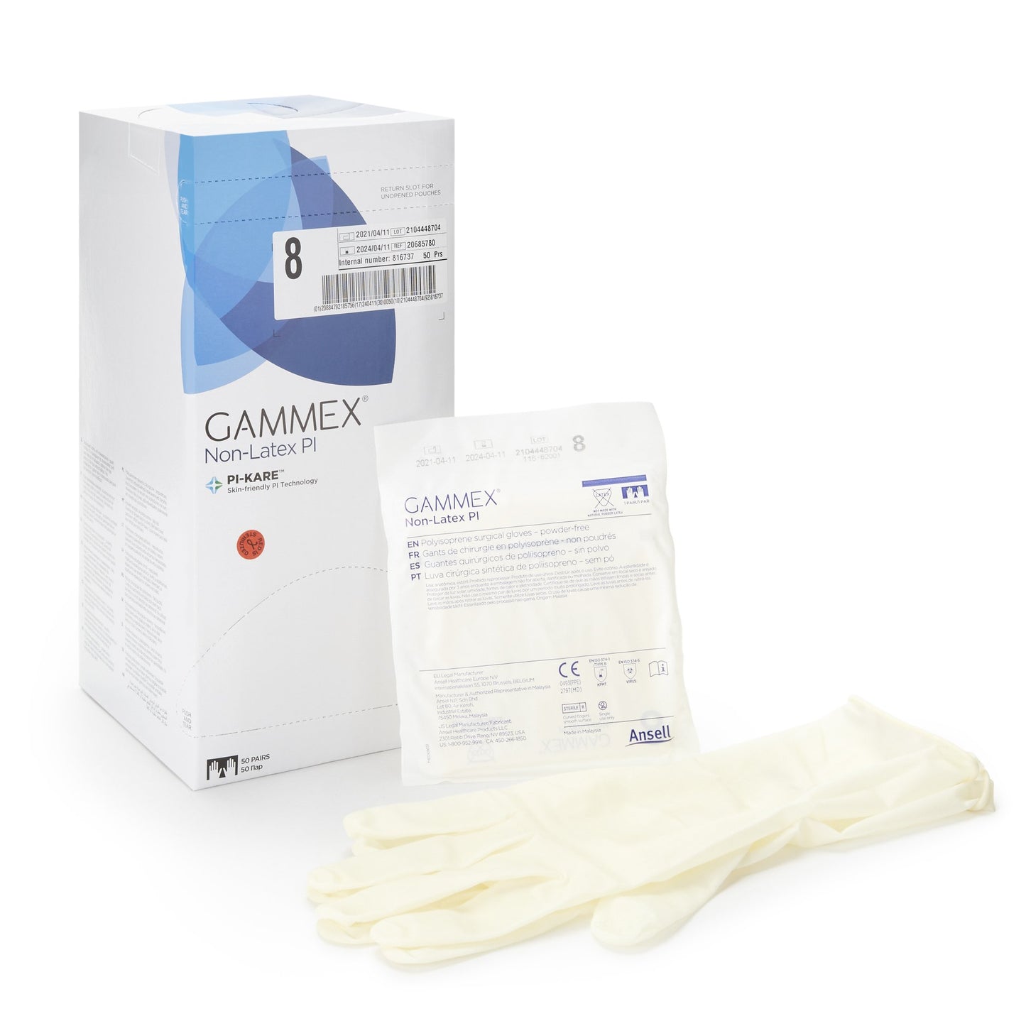 Gammex® Non-Latex PI Polyisoprene Surgical Glove, Size 8, White 20685780