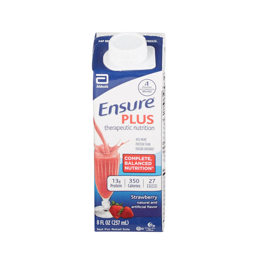 Oral Supplement Ensure® Plus Therapeutic Nutrition Strawberry Flavor Liquid 8 oz. Reclosable Carton - 64907