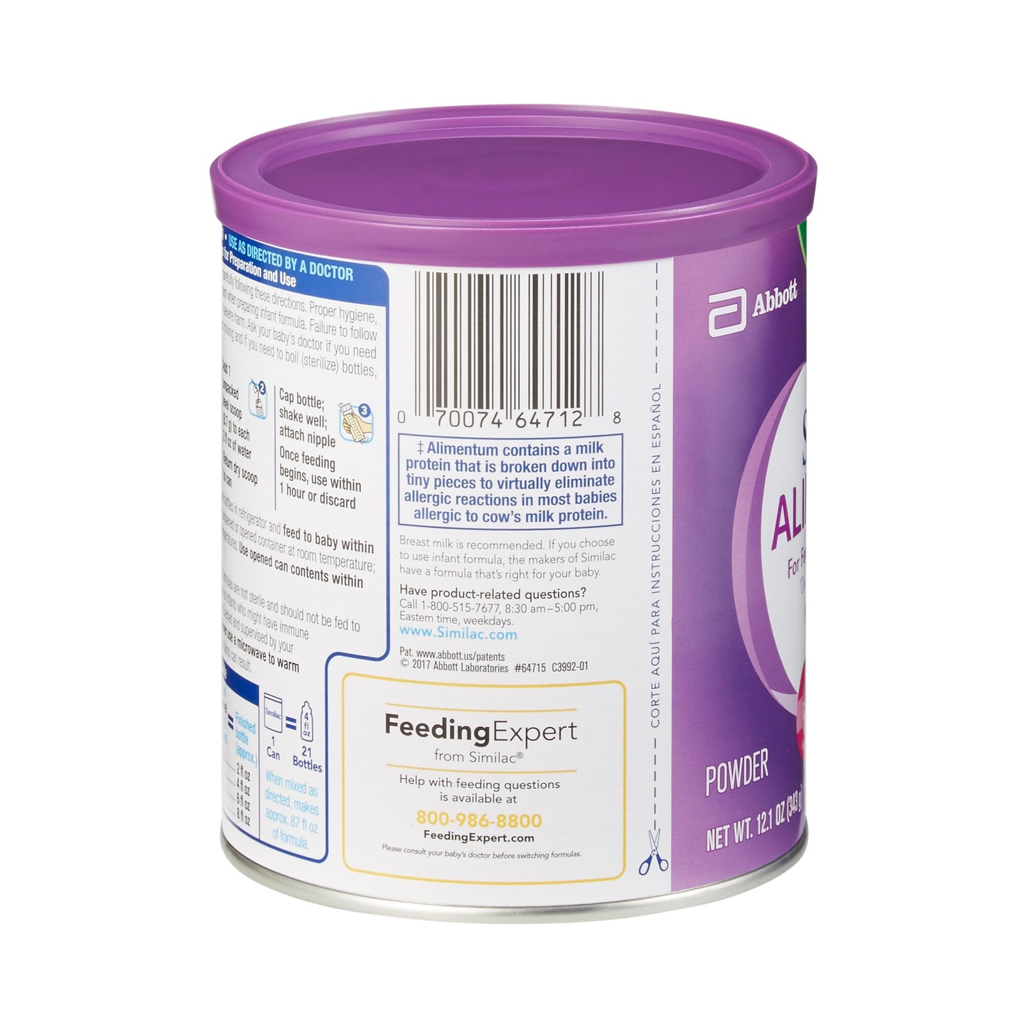 Similac® Alimentum® Infant Formula, 12.1-ounce can 64715