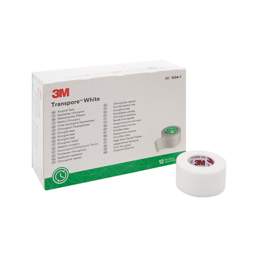 3M™ Transpore™ Plastic Medical Tape, 1 Inch x 10 Yard, White 1534-1