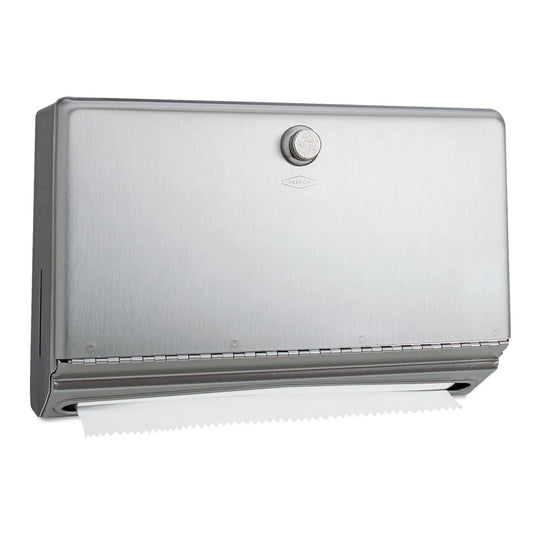 Paper Towel Dispenser Bobrick Satin Finish Stainless Steel Manual Pull 275 Count Surface / Wall Mount - BOB2621