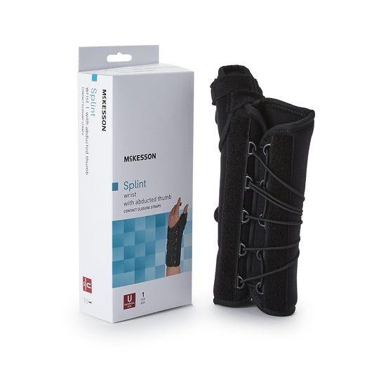 Wrist Brace with Thumb Spica McKesson Right Hand Black One Size Fits Most - 155-81-87480