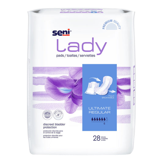 Bladder Control Pad Seni® Lady Ultimate 14.4 Inch Length Heavy Absorbency Super Absorbent Core One Size Fits Most - S-6P28-PS1