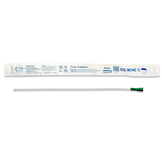 Urethral Catheter Cure Catheter® Coude Tip Uncoated PVC 14 Fr. 16 Inch - M14C