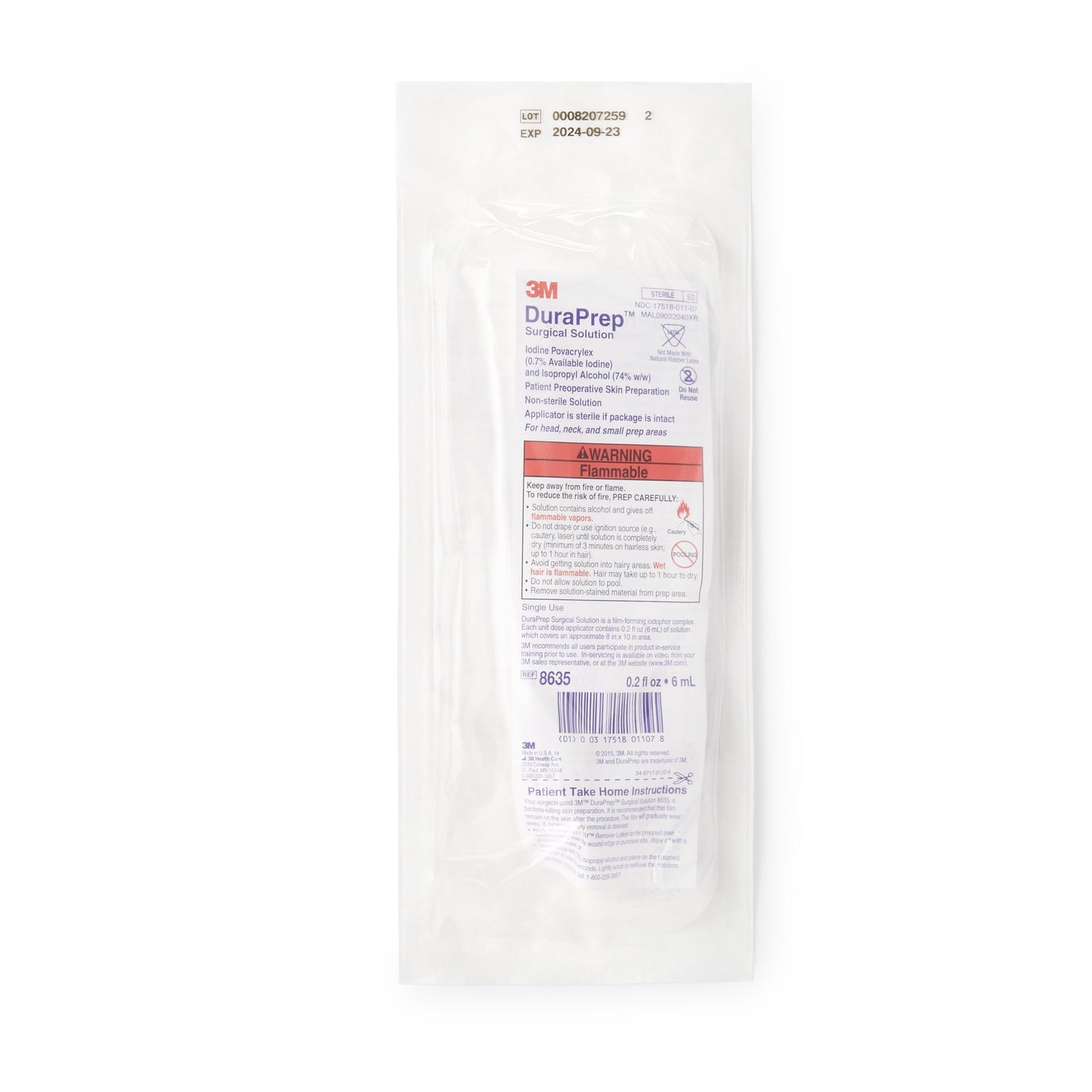 3M DuraPrep Prep Solution, Applicator, 6 mL 8635