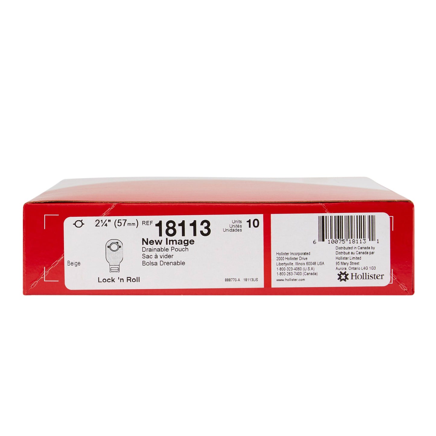 New Image™ 18113 Beige Colostomy Pouch, Pre-cut to Fit 57 mm Stomas, Red Match 18113