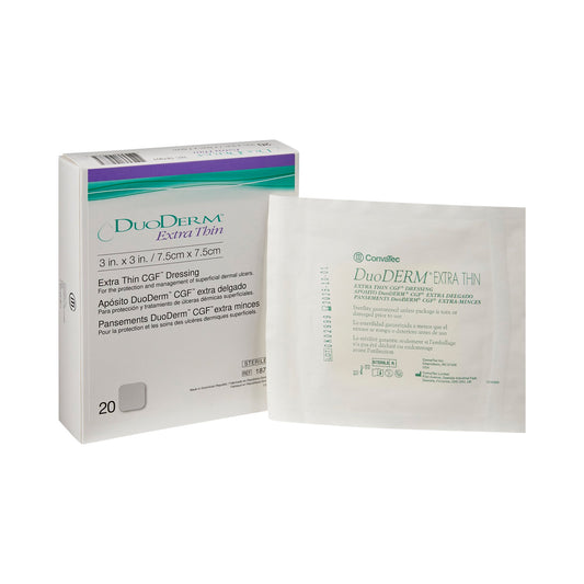 Thin Hydrocolloid Dressing DuoDERM® Extra Thin CGF® Film Backing 3 X 3 Inch Square Hydrocolloid / Film - 187901