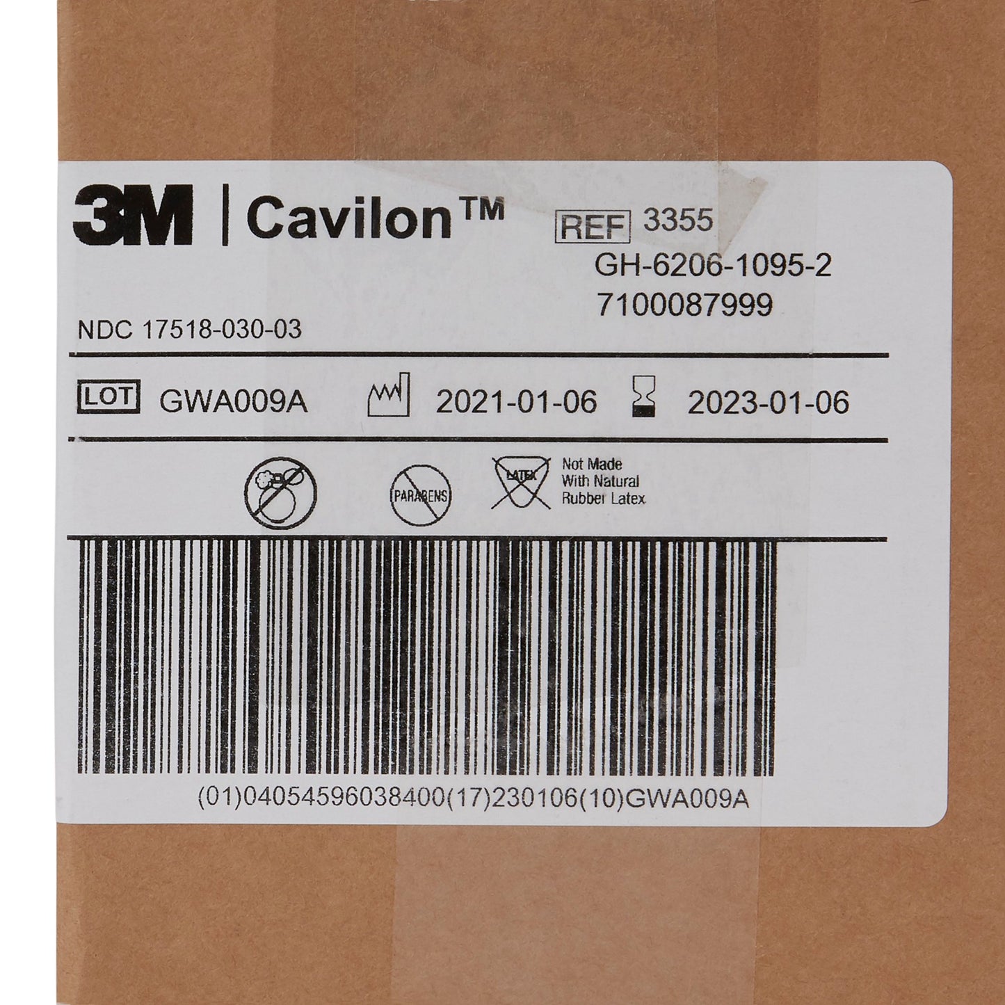3M Cavilon™ Barrier Cream, 3.25 oz Tube, Unscented, Hypoallergenic 3355