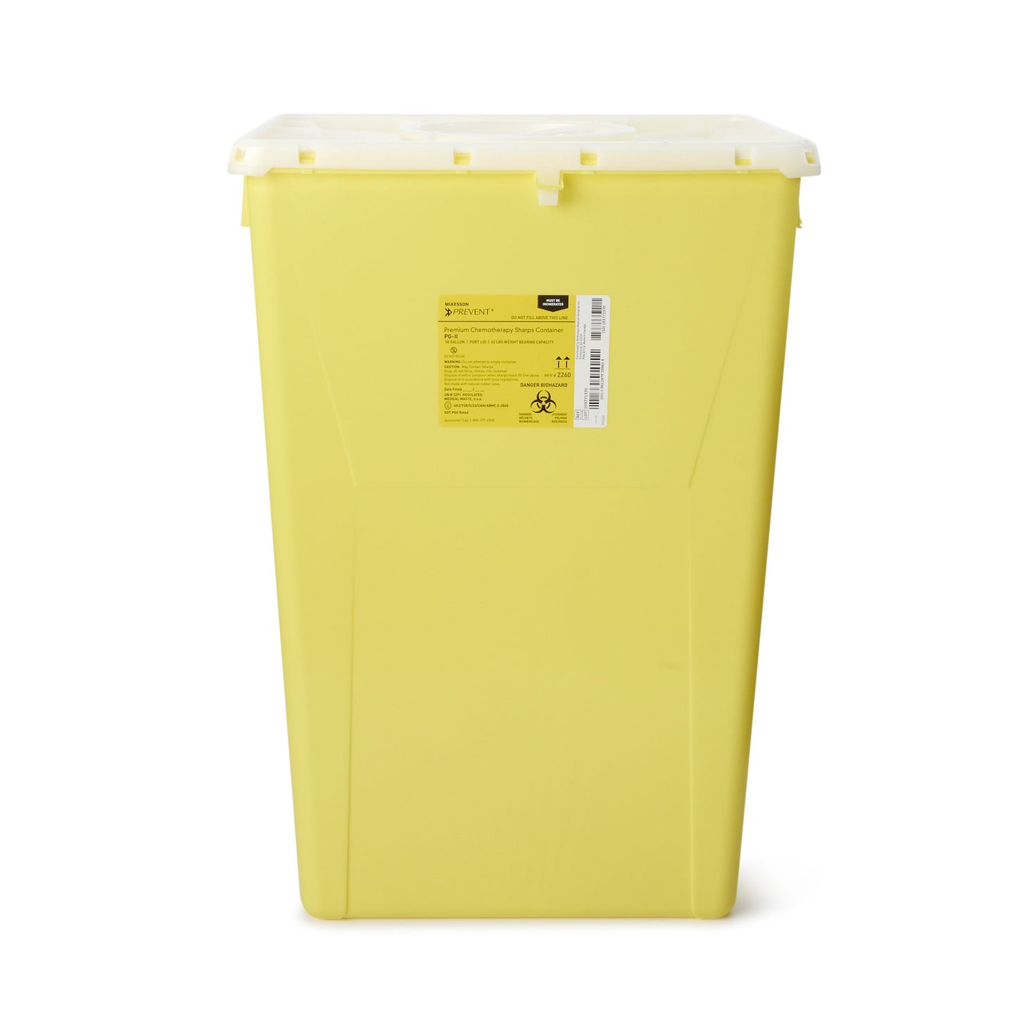Chemotherapy Waste Container McKesson Prevent® Yellow Base 24-3/5 H X 17-3/10 W X 13 L Inch Vertical Entry 18 Gallon - 2260