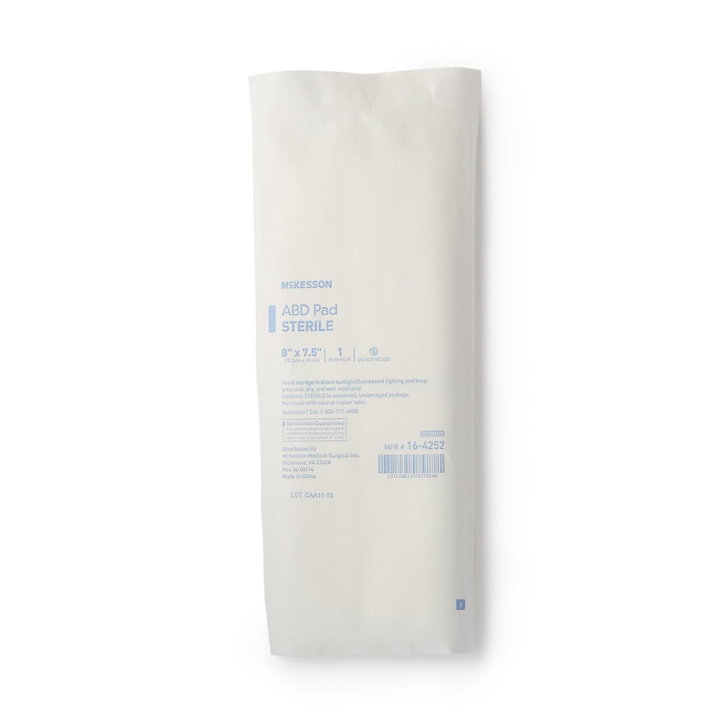 McKesson Sterile Abdominal Pad, 7-1/2 x 8 Inch 16-4252