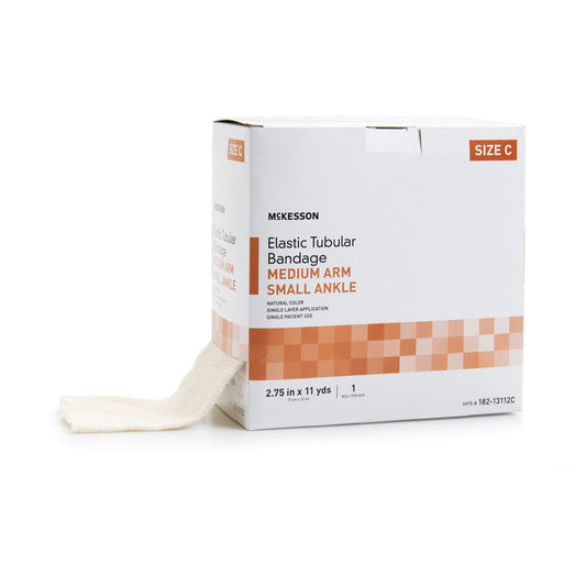 Elastic Tubular Support Bandage McKesson Spandagrip™ 2-3/4 Inch X 11 Yard Medium Arm / Small Ankle Pull On Natural NonSterile Size C Standard Compress