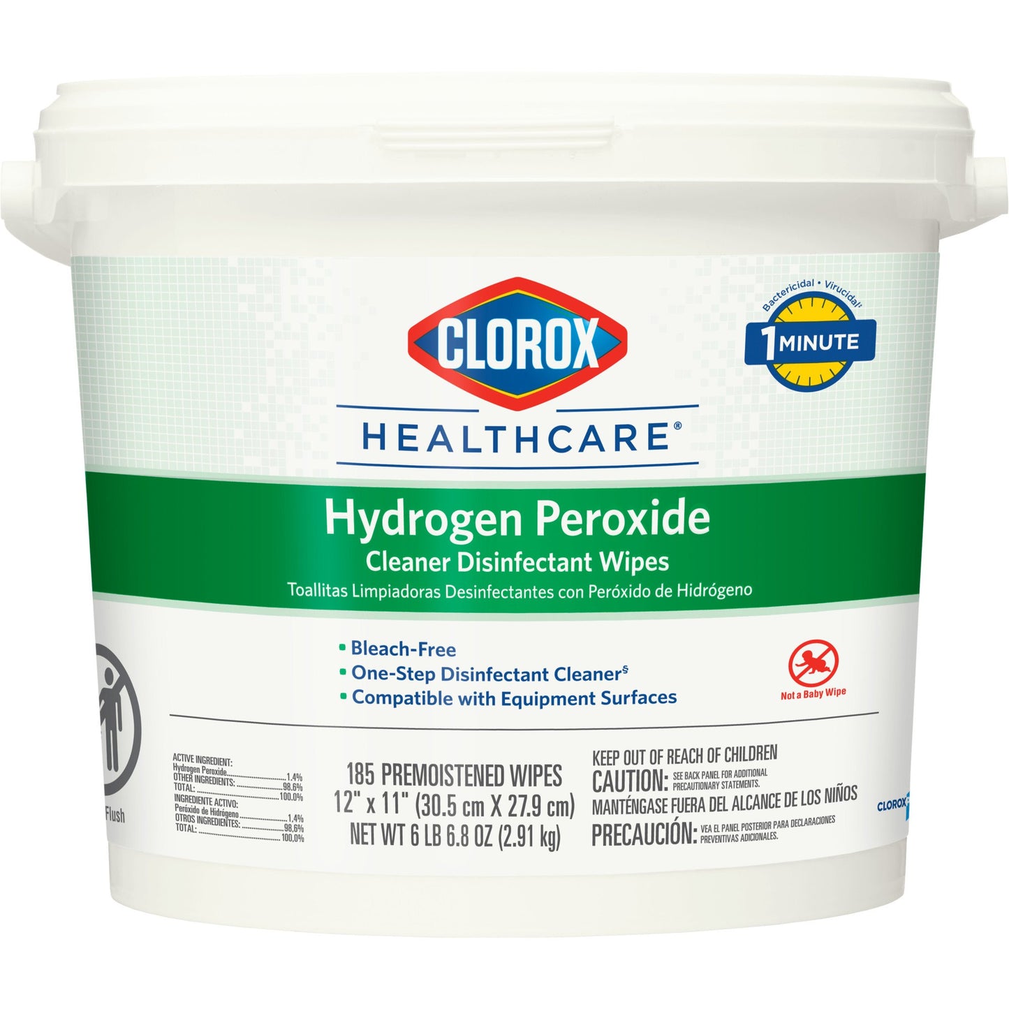 Clorox Healthcare® Hydrogen Peroxide Cleaner Disinfectant Wipes, Bucket, 185 ct. 30826
