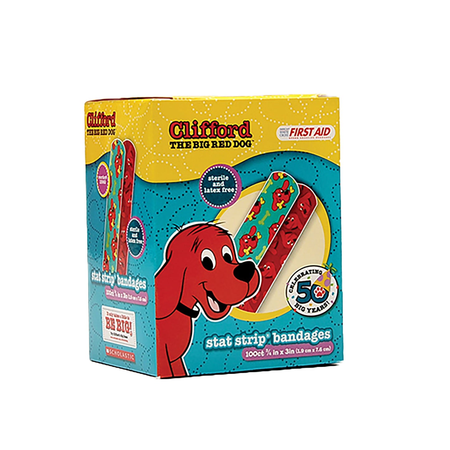 American® White Cross Stat Strip® Clifford the Big Red Dog Adhesive Strips 15960