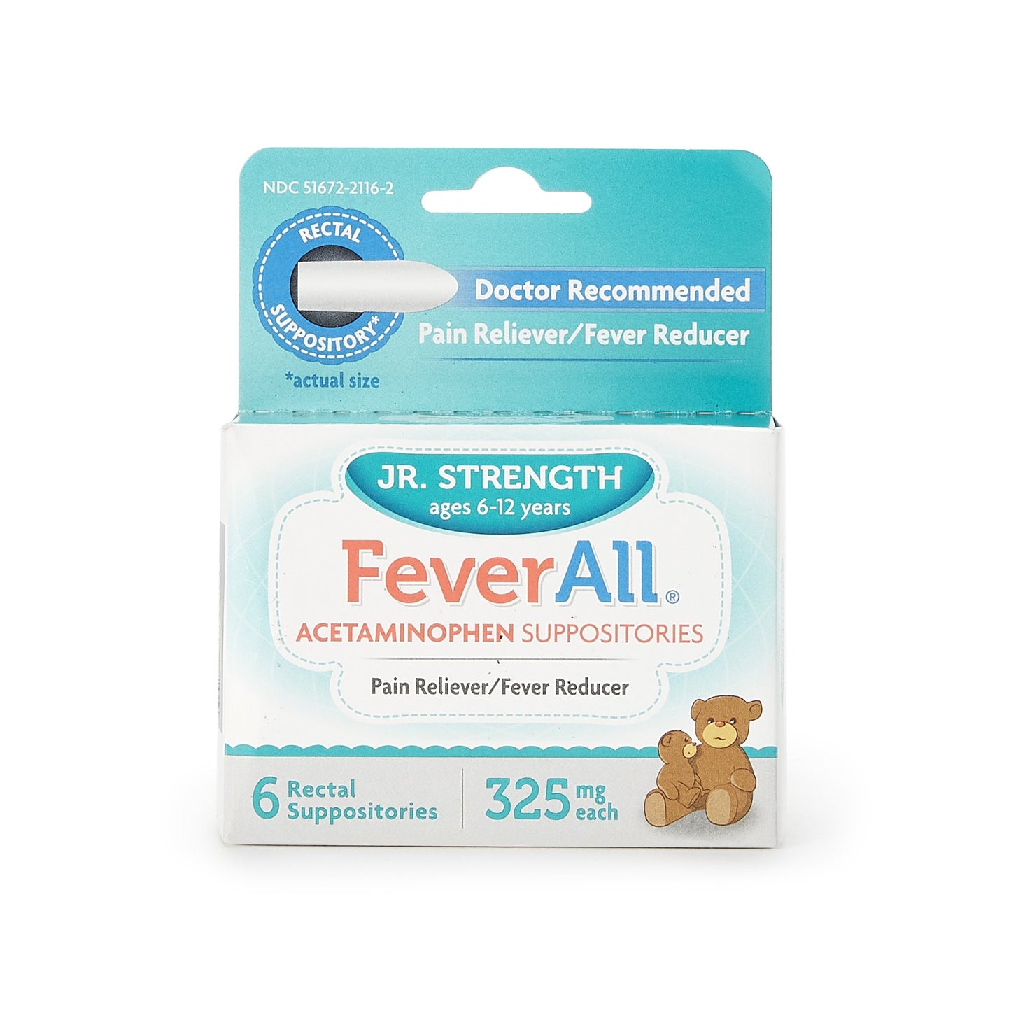Pain Relief FeverAll® 325 mg Strength Acetaminophen Rectal Suppository 6 per Box - 51672211602