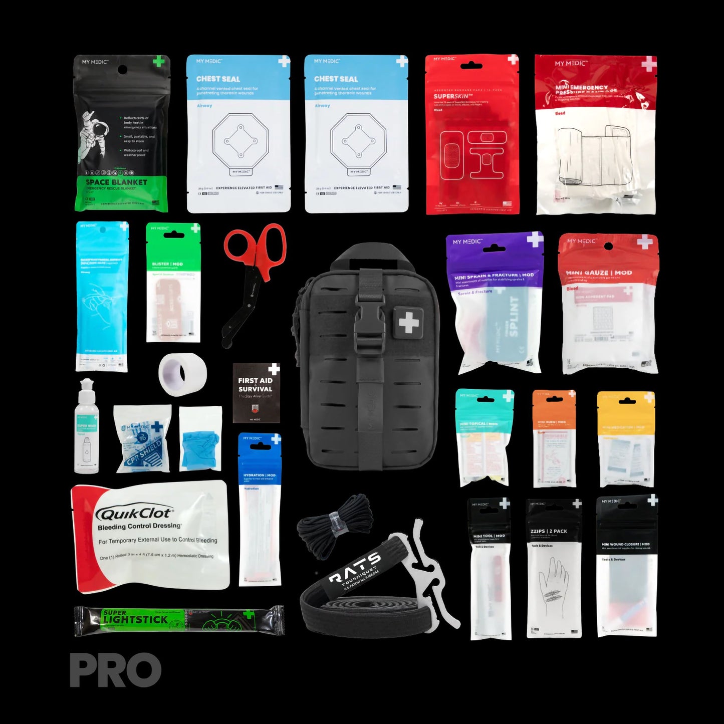 My Medic™ MyFak Mini Pro First Aid Kit, Black MM-KIT-U-MFK-MINI-V2-BLK-PRO