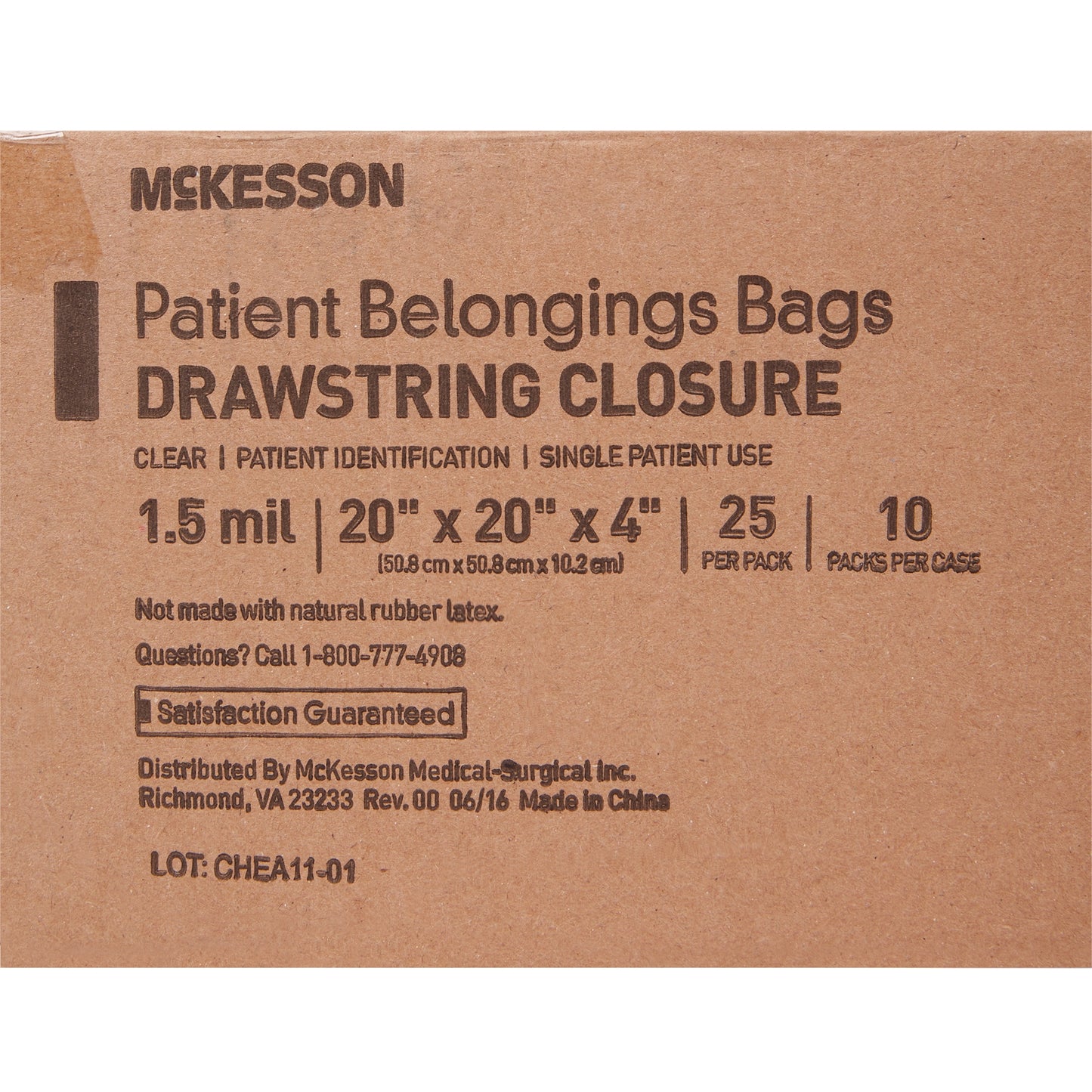 McKesson Patient Belongings Bag, Clear 30431100