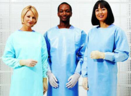 Protective Procedure Gown One Size Fits Most Blue NonSterile AAMI Level 4 Disposable - 4201PG