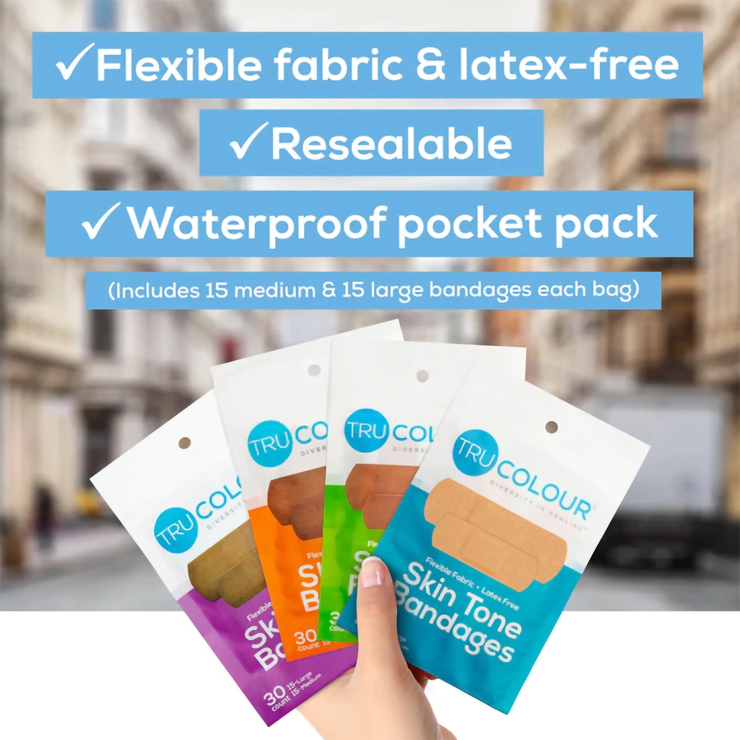 TruColour® Beige / Olive / Brown / Dark Brown Adhesive Strip, 1 x 3 Inch TCB-400