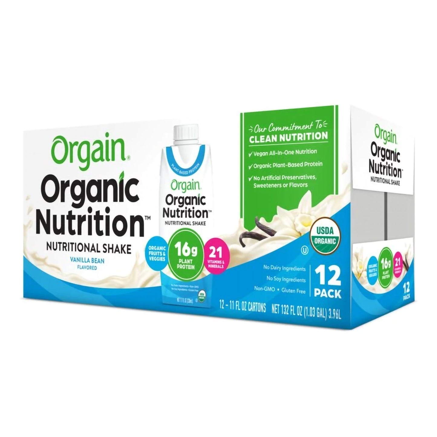 Orgain® Organic Nutrition™ Vegan Vanilla Nutritional Shake, 11-ounce carton 851770003223